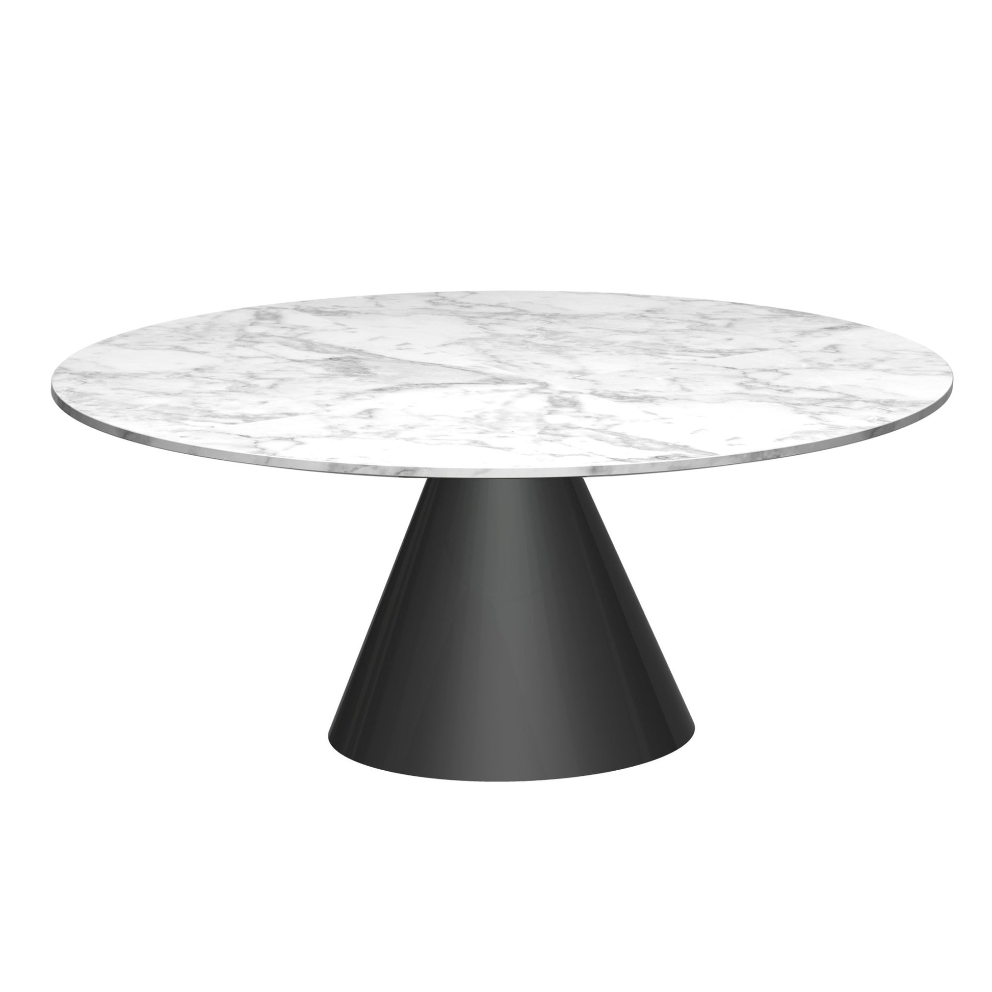 Oscar Small Circular Coffee Table - White Marble Top & Black Base