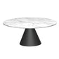 Oscar Small Circular Coffee Table - White Marble Top & Black Base