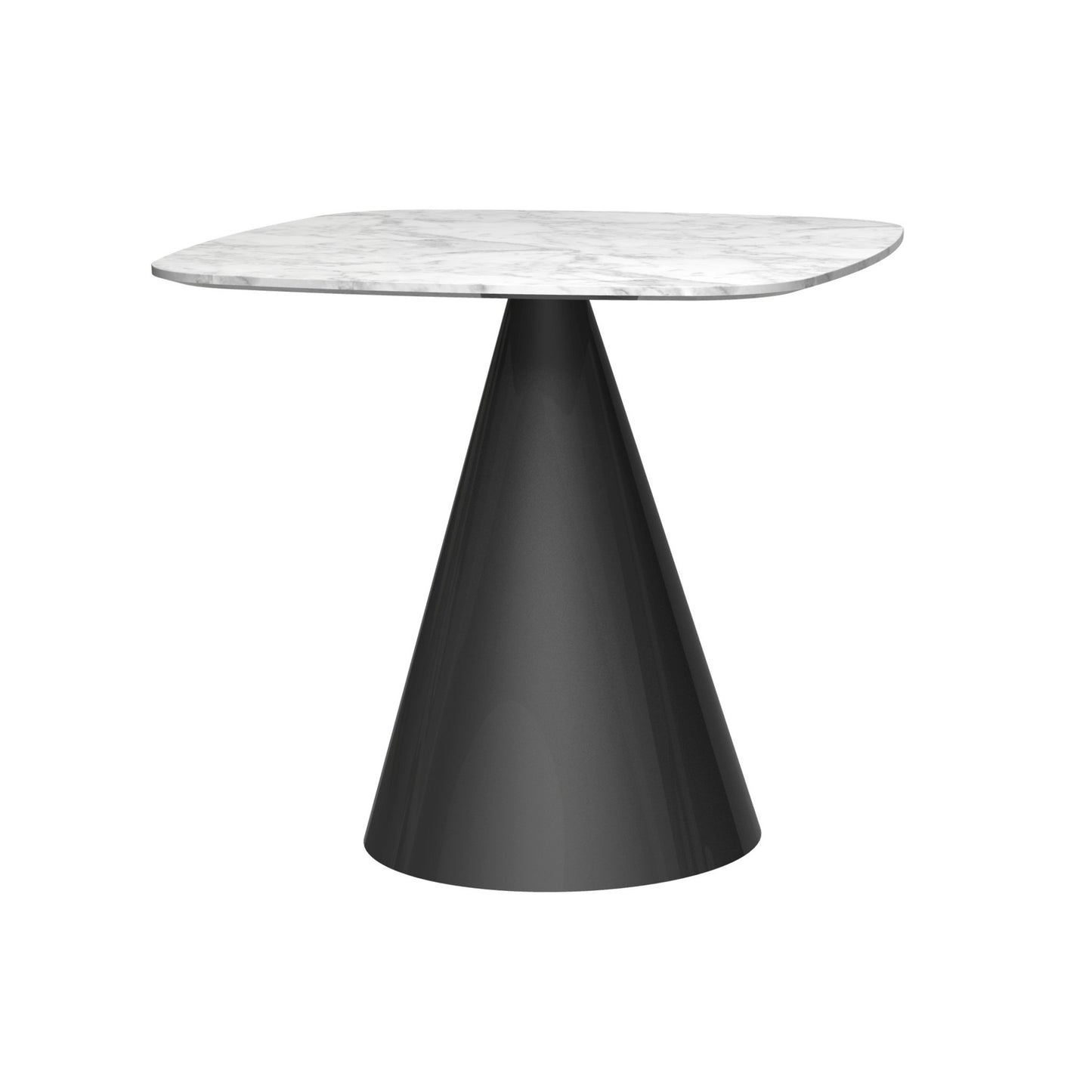 Oscar Small Square Dining Table - White Marble Top & Black Base