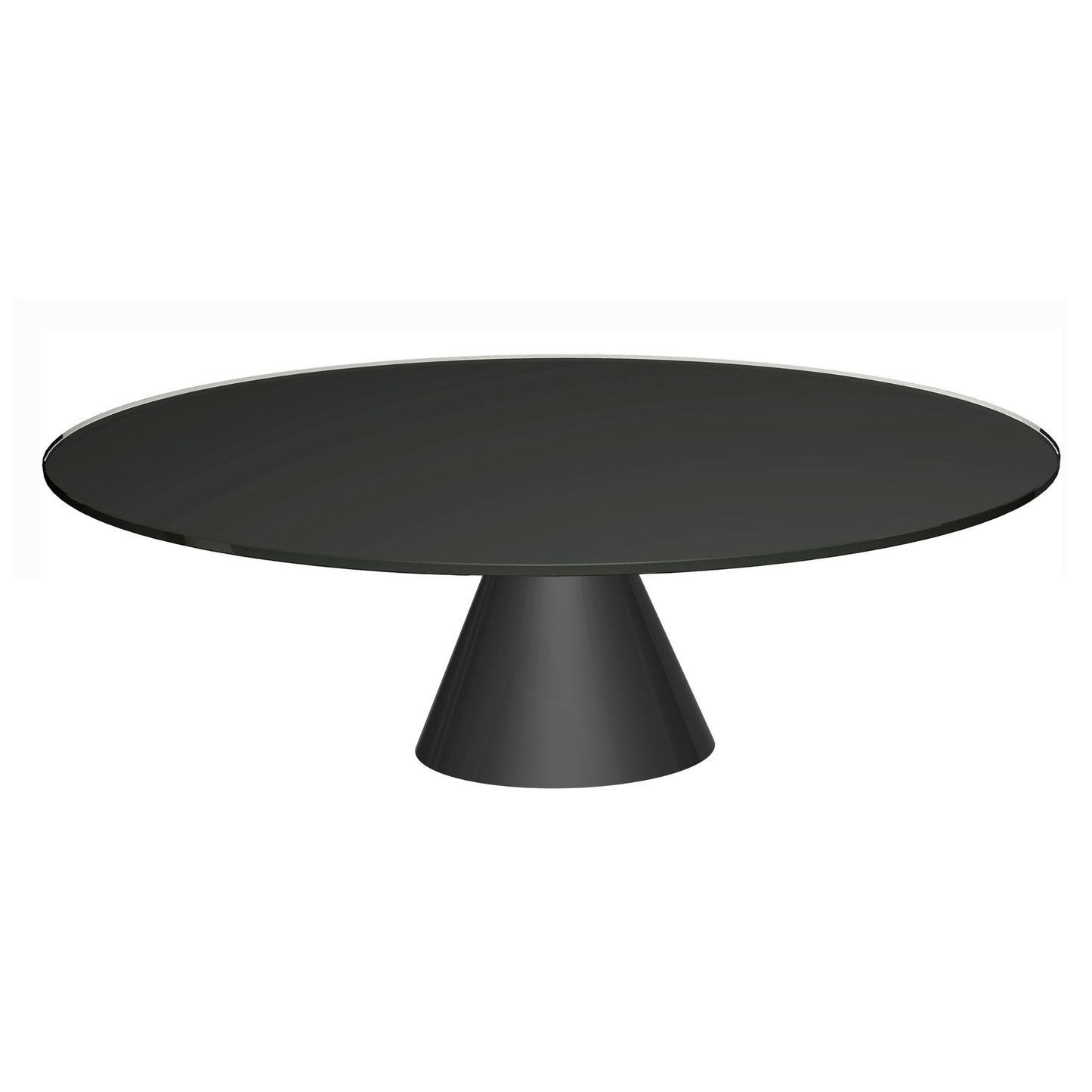 Oscar Large Circular Coffee Table - Black Glass Top & Black Base