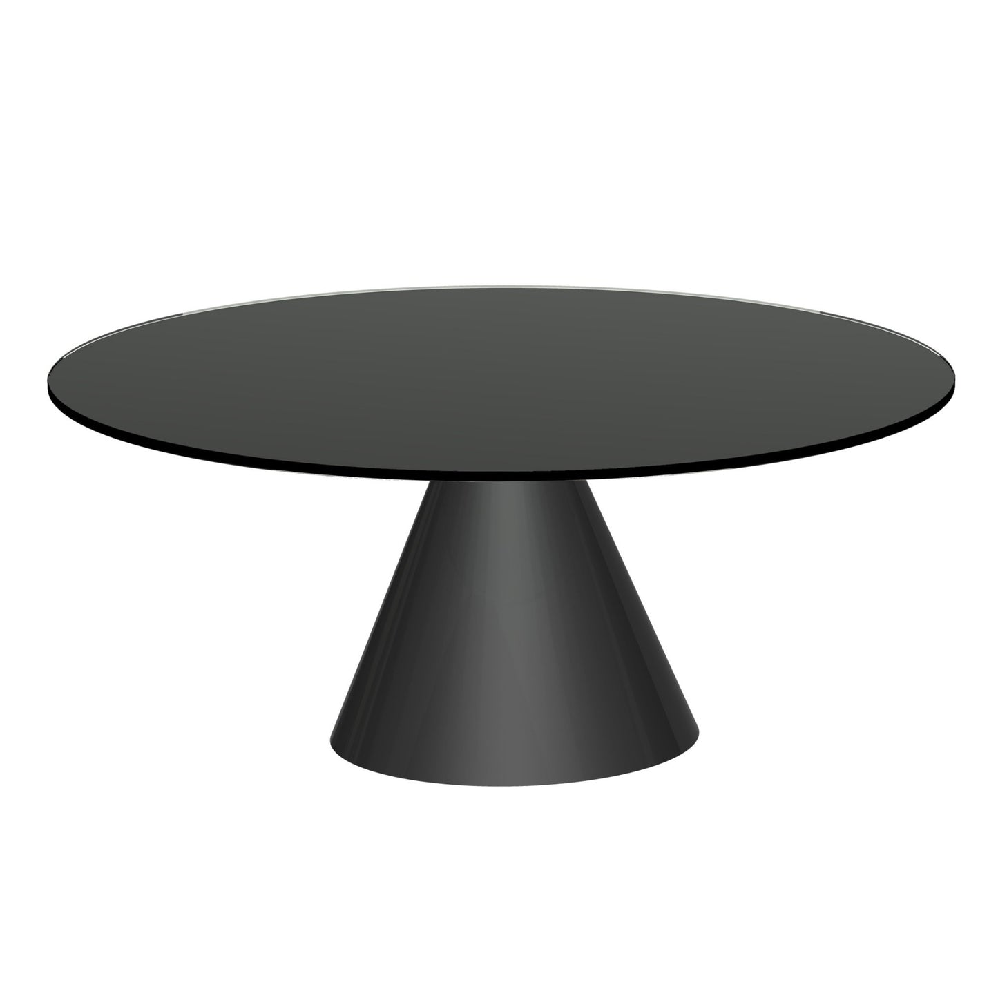 Oscar Small Circular Coffee Table - Black Glass Top & Black Base