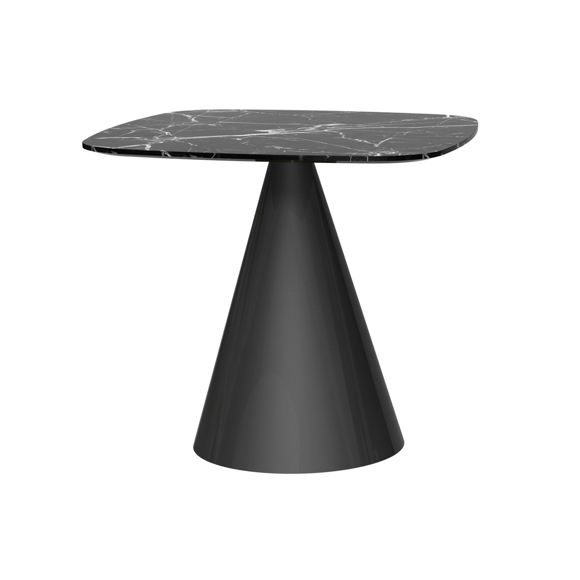 Oscar Small Square Dining Table - Black Marble Top & Black Base