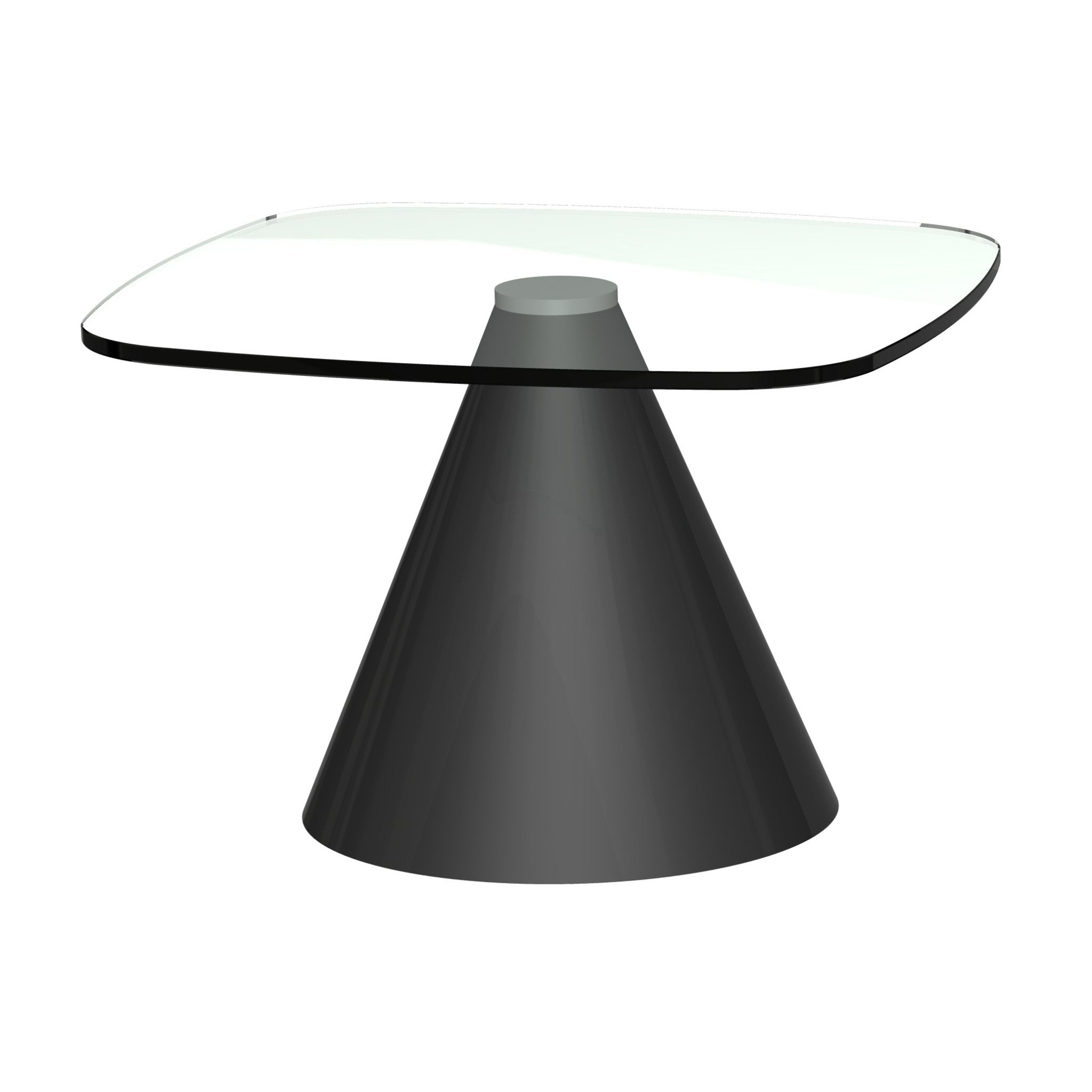 Oscar Square Side Table - Clear Glass Top & Black Base