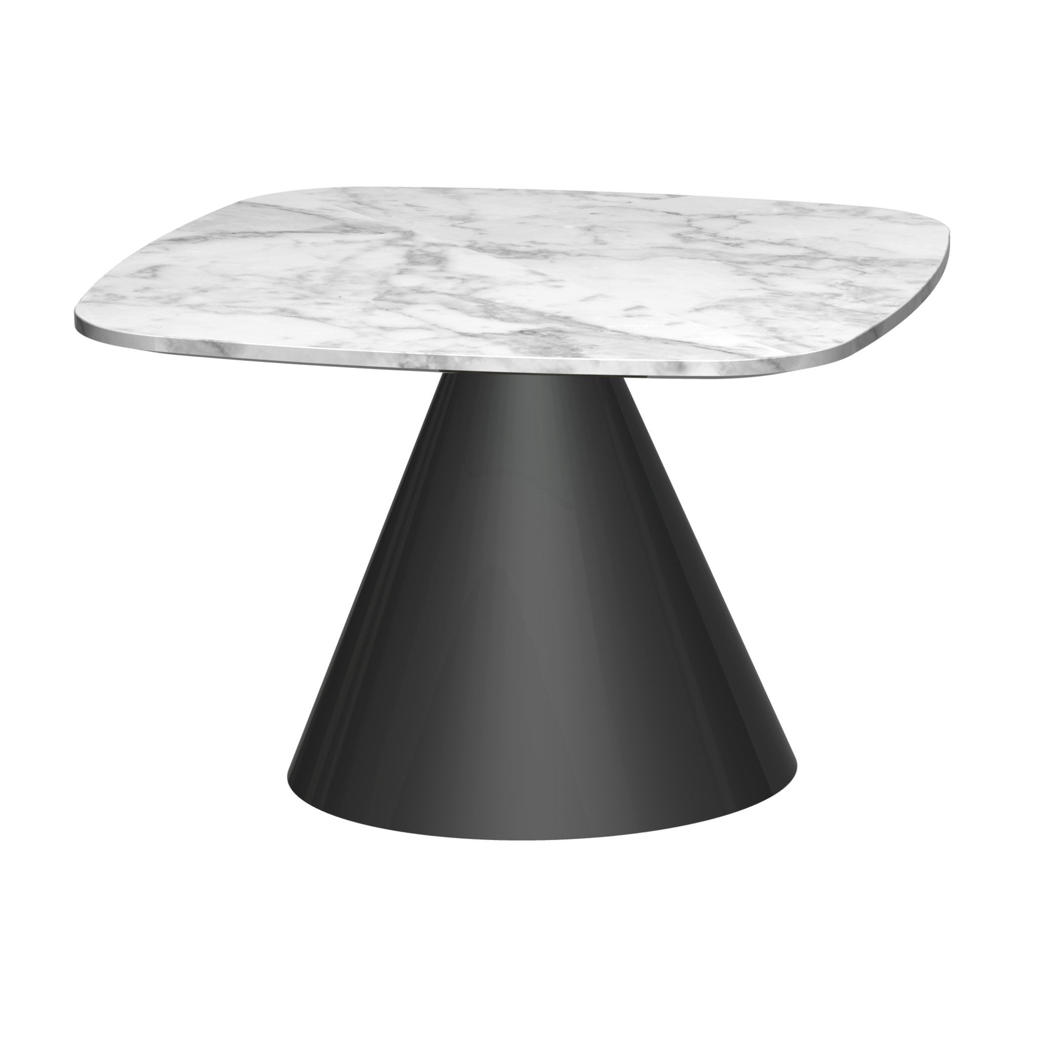 Oscar Square Side Table - White Marble Top & Black Base
