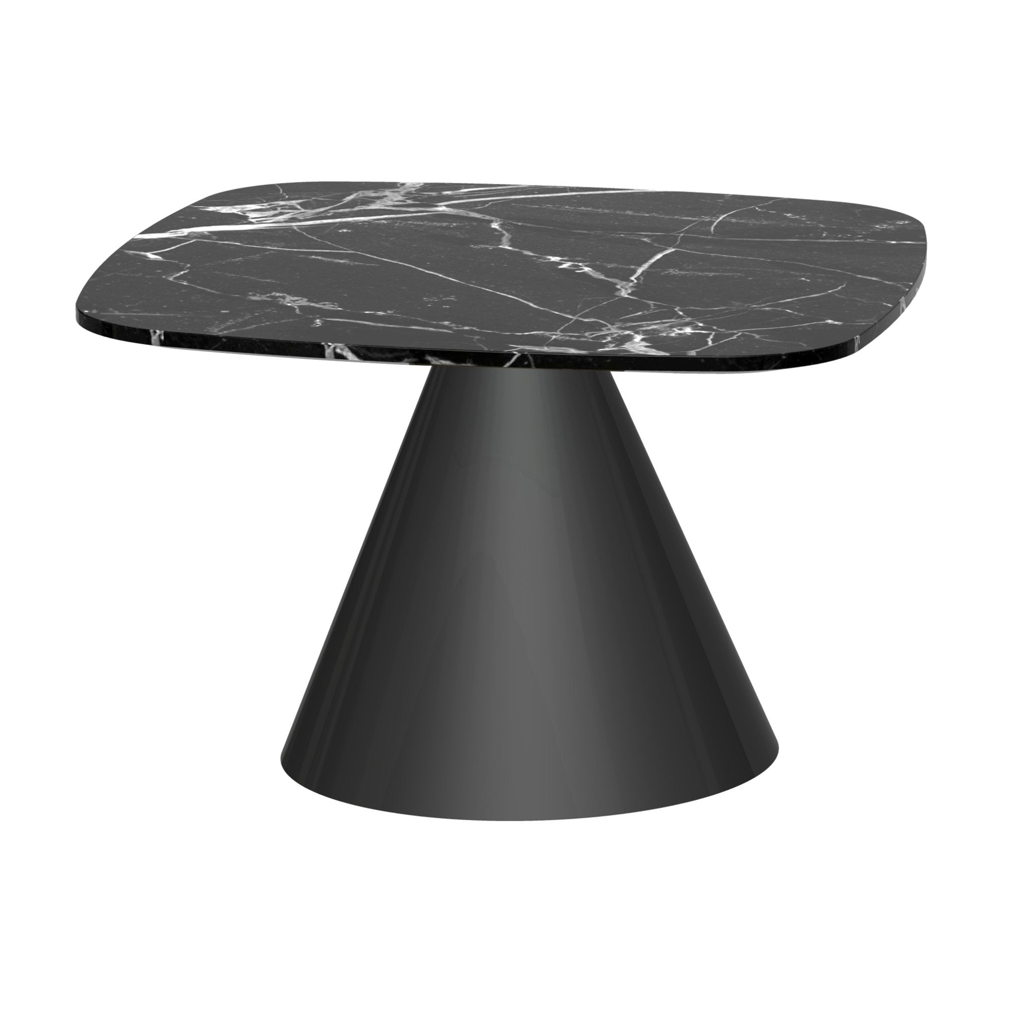 Oscar Square Side Table - Black Marble Top & Black Base