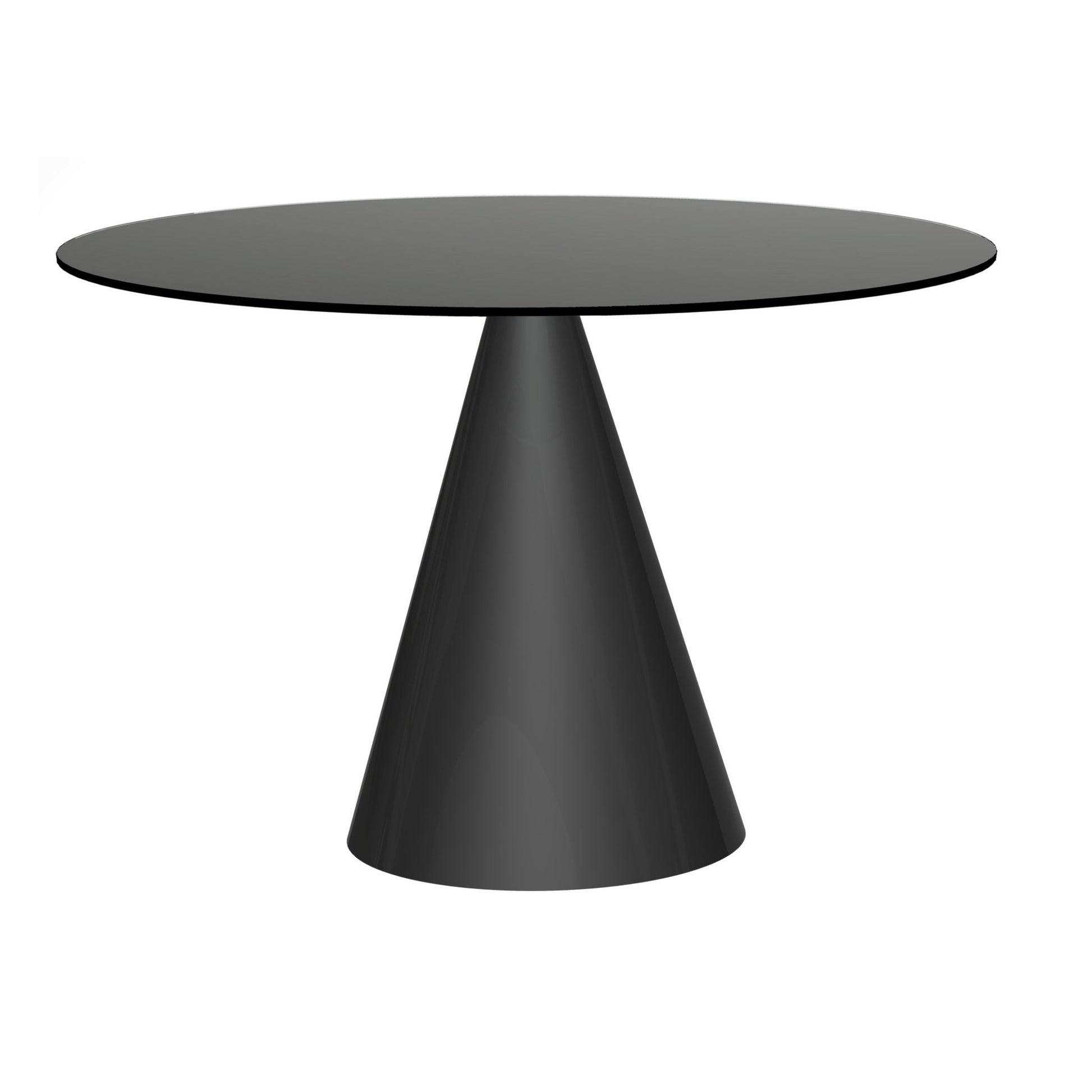 Oscar Large Circular Dining Table - Black Glass Top & Black Base