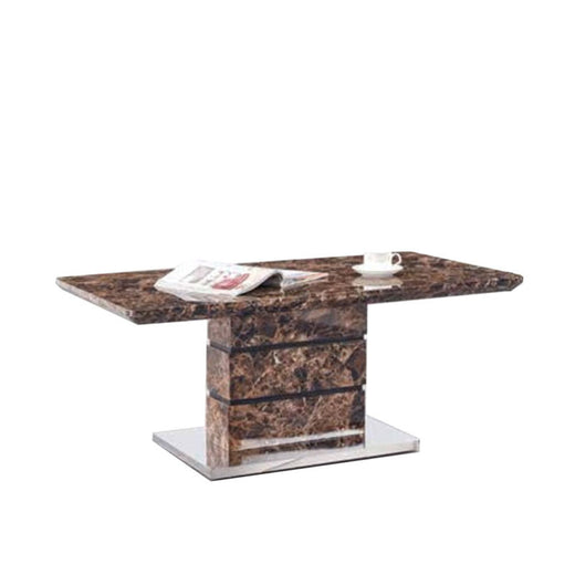 Brown Marble Effect Pedestal Dining Table
