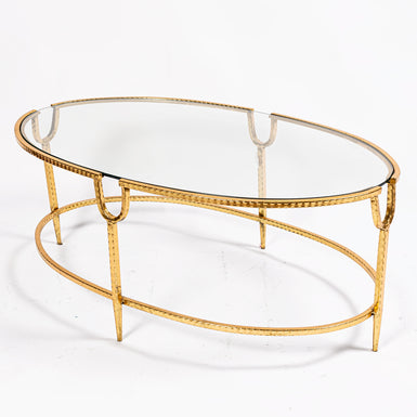 Gin Shu Oval Metal Coffee Table - Gold Gilt Leaf