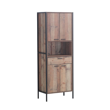 Stretton Tall Display Cabinet & Cupboard - Rustic Oak