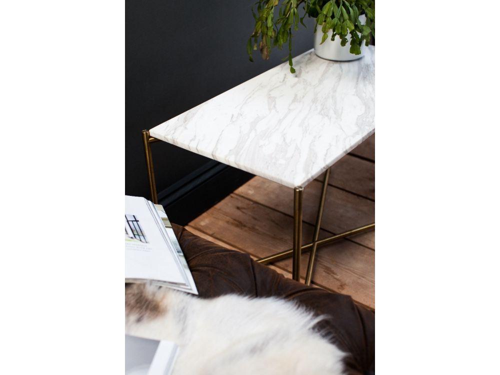 Iris Large Console Table - White Marble & Brass Frame