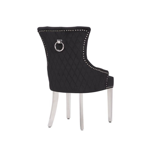 Black Silver Knocker Velvet Dining Chair - Set of 2