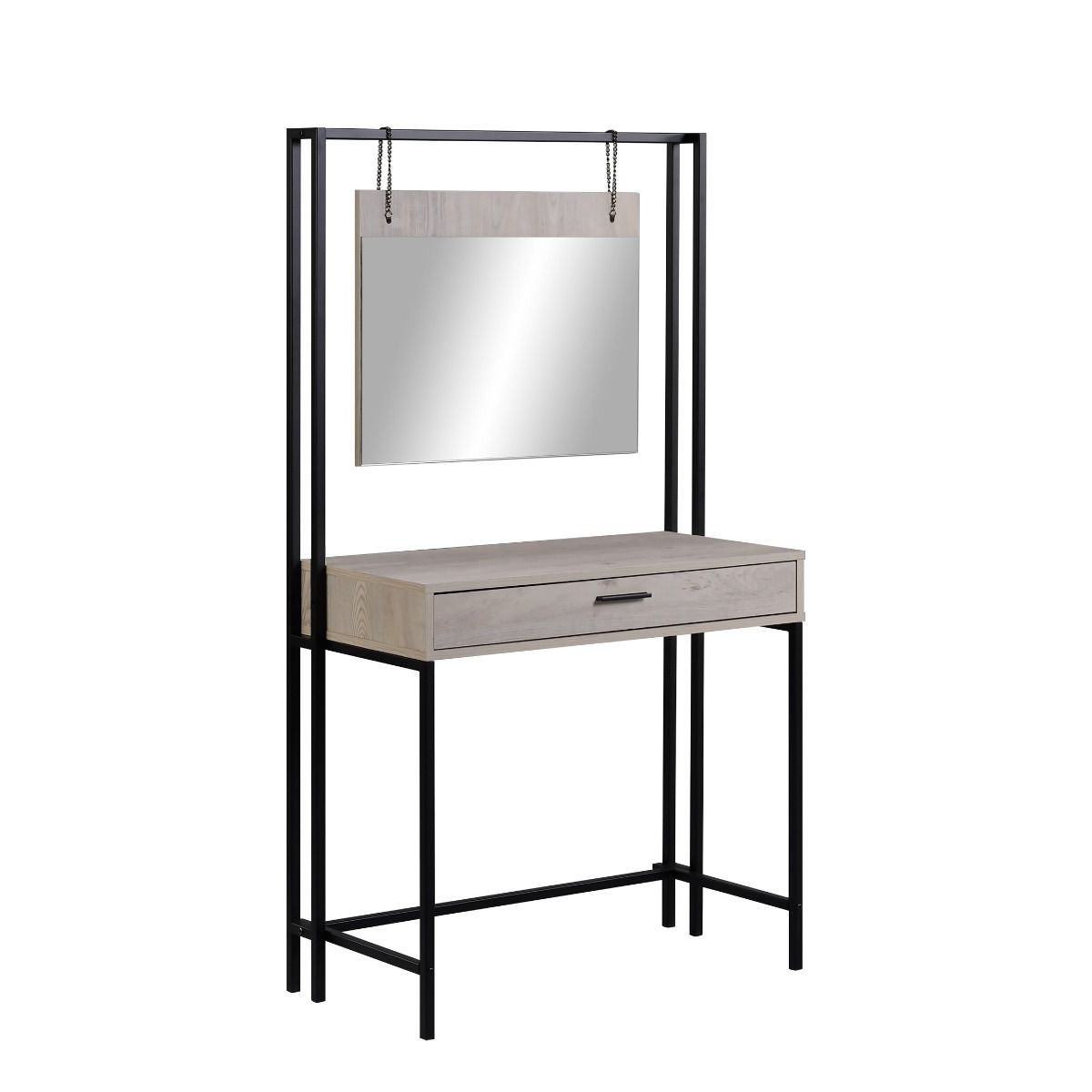 Zahra Industrial Dressing Table With Mirror - Ash Oak